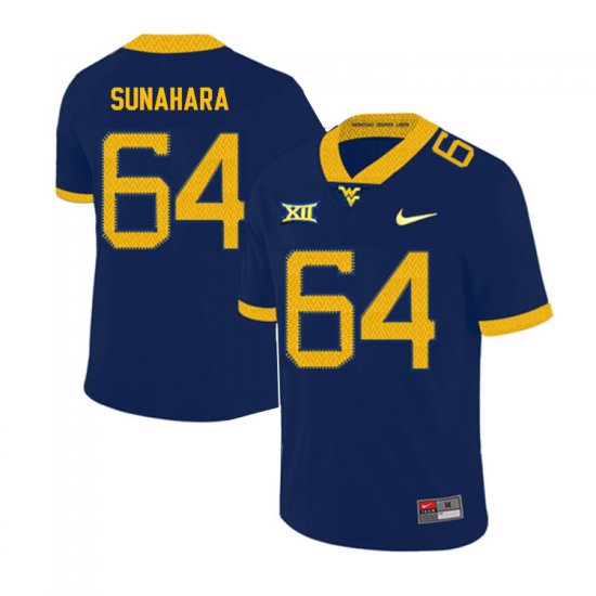 Men's West Virginia Mountaineers NCAA #64 Rex Sunahara Navy Authentic Nike 2019 Stitched College Football Jersey PN15I20DO